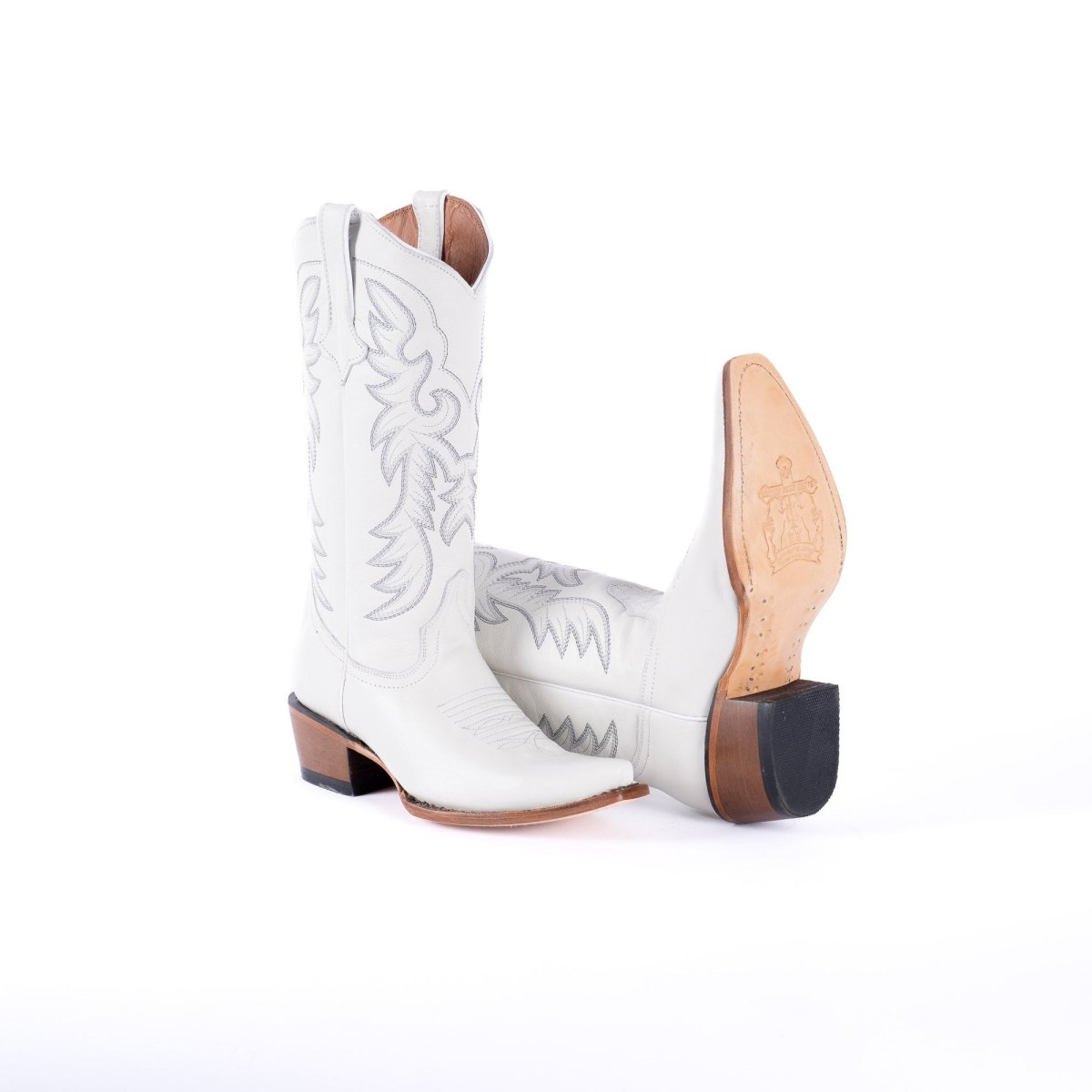 TANNER MARK WOMEN’S Classic White Calf Cowgirl Boots Snip toe - Rancho Sementalvariable